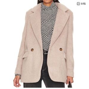 Free People Mari Solid Textured Double Breasted Blazer Size L